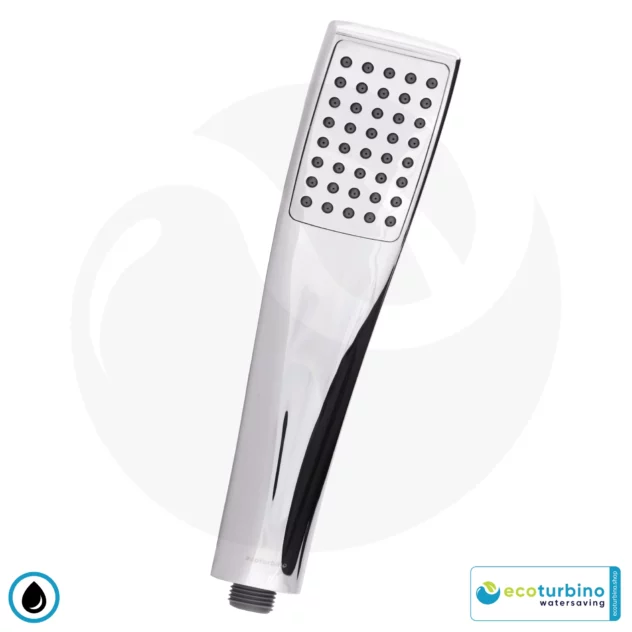 Shower Head DELUXE UPGRADE SET 10 Legio | ecoturbino® | ET10L Water Saving Adapter + Designer Handheld Showerhead - Hand Shower | Silver
