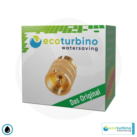 ecoturbino® ET10L Water-Saving Shower Adapter | gold | Save Water and Energy (Gas, Electricity) | Reduce Costs by up to 40% when Showering + Emptying the Shower Head