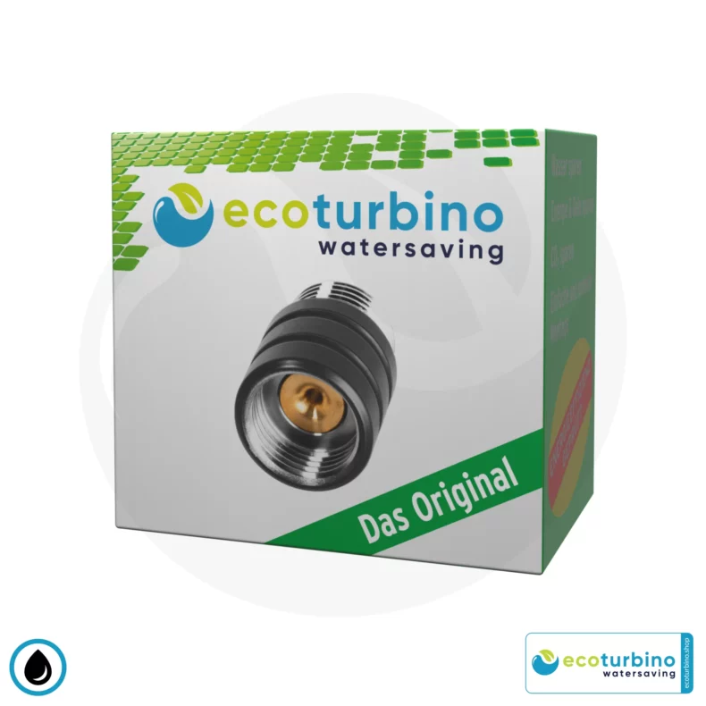 Water Saving Shower Adapter ecoturbino® ET10L | black | Save Water and Energy (Gas, Electricity) | Reduce Costs by up to 40% when Showering + Emptying the Shower Head